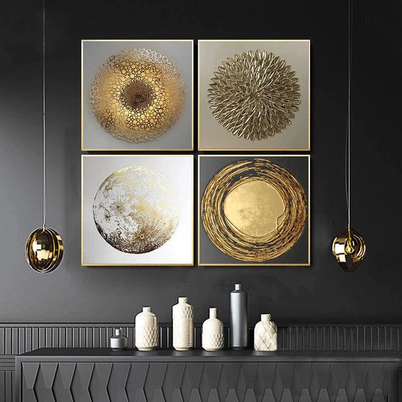 wall decor canva paintings, abstract design, golden pattern