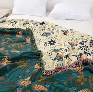 Double-sided cotton bedspread BIRDS
