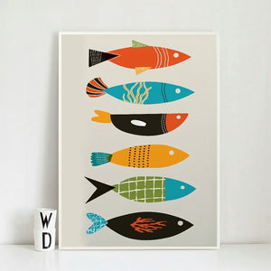 Poster da parete bohémien pesce colorato
