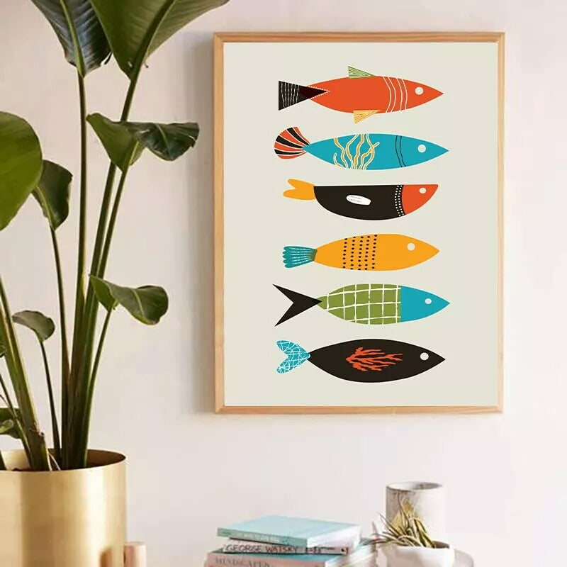 wall pictures for living room colorful fish
