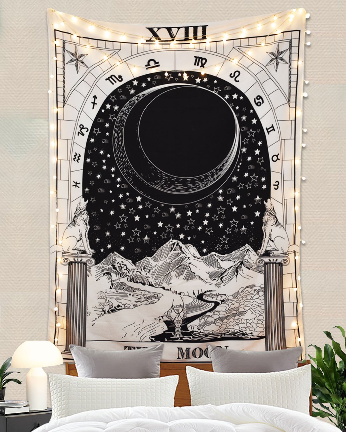 cute wall hanging tapestry black and white
