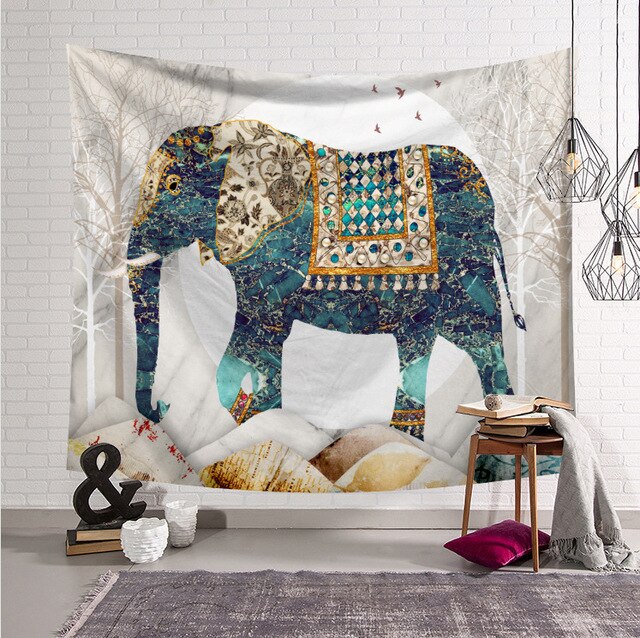 large hanging tapestry elephant
