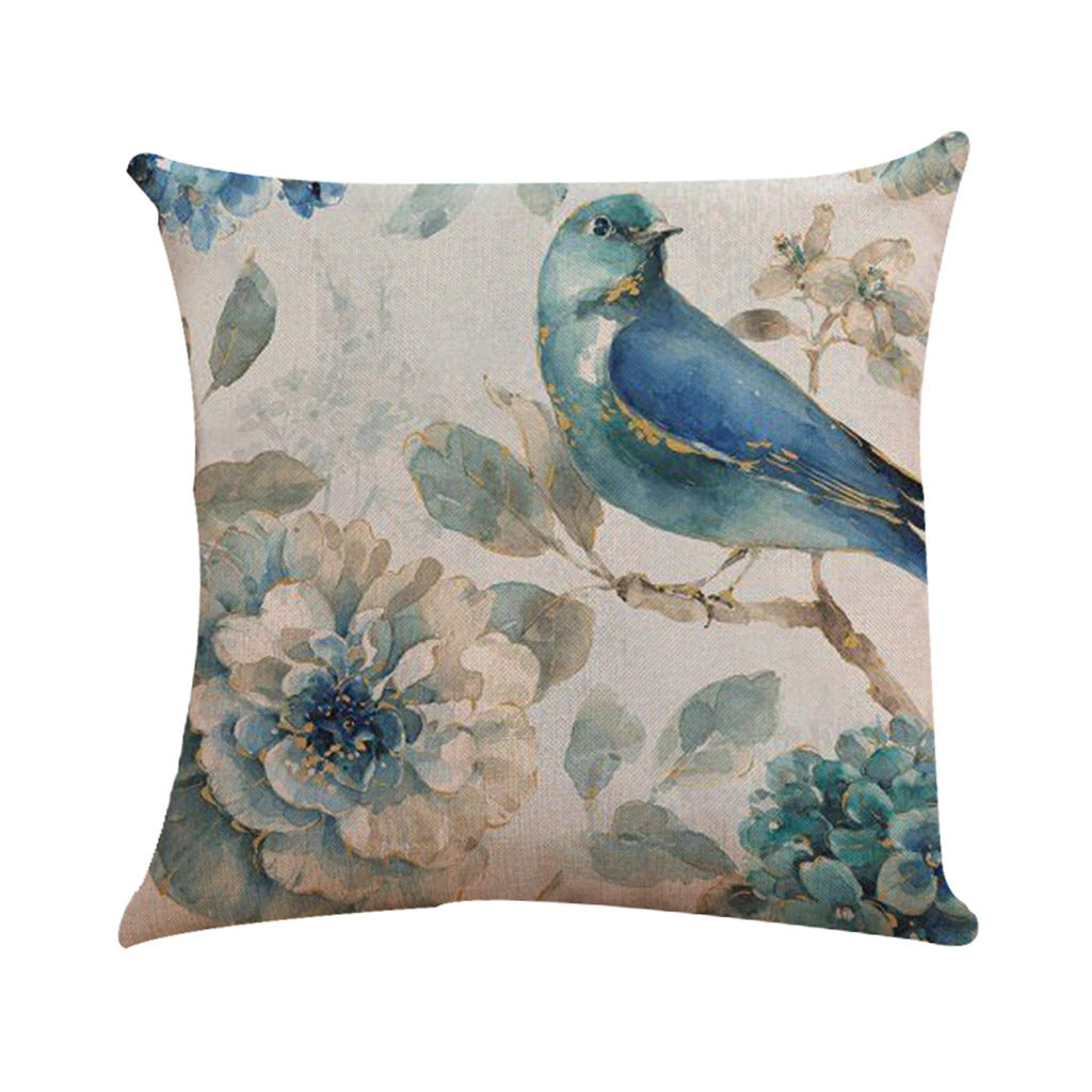 decorative linen pillow blue bird buy online