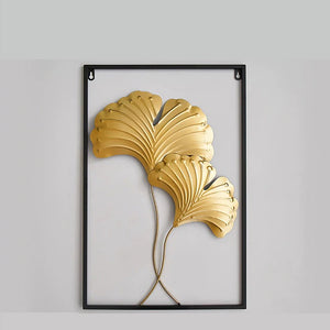 ginkgo golden leaf wall hanging metal decor