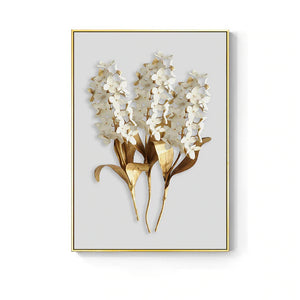 wall decoration painting canva white flowers