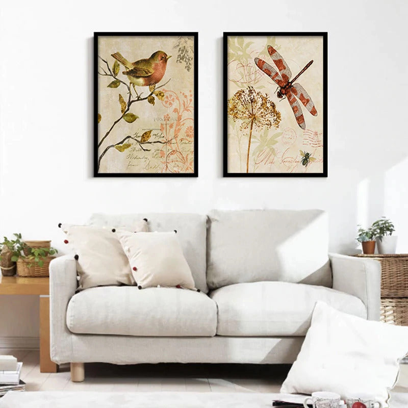 buy online high quality decor canvas art made on fabric depicting vintage birds