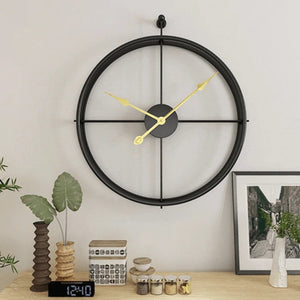 black metal abstract round wall clock